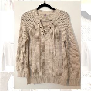 Francesca’s Cable Knit Cream Sweater